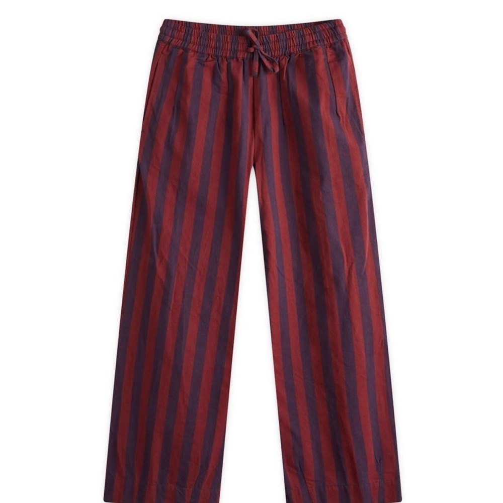 DAMSON MADDER Striped Red and Navy Drawstring Jogger Pants